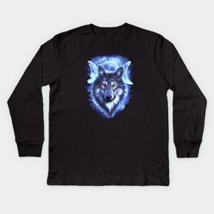 wolf moon Kids Long Sleeve T-Shirt